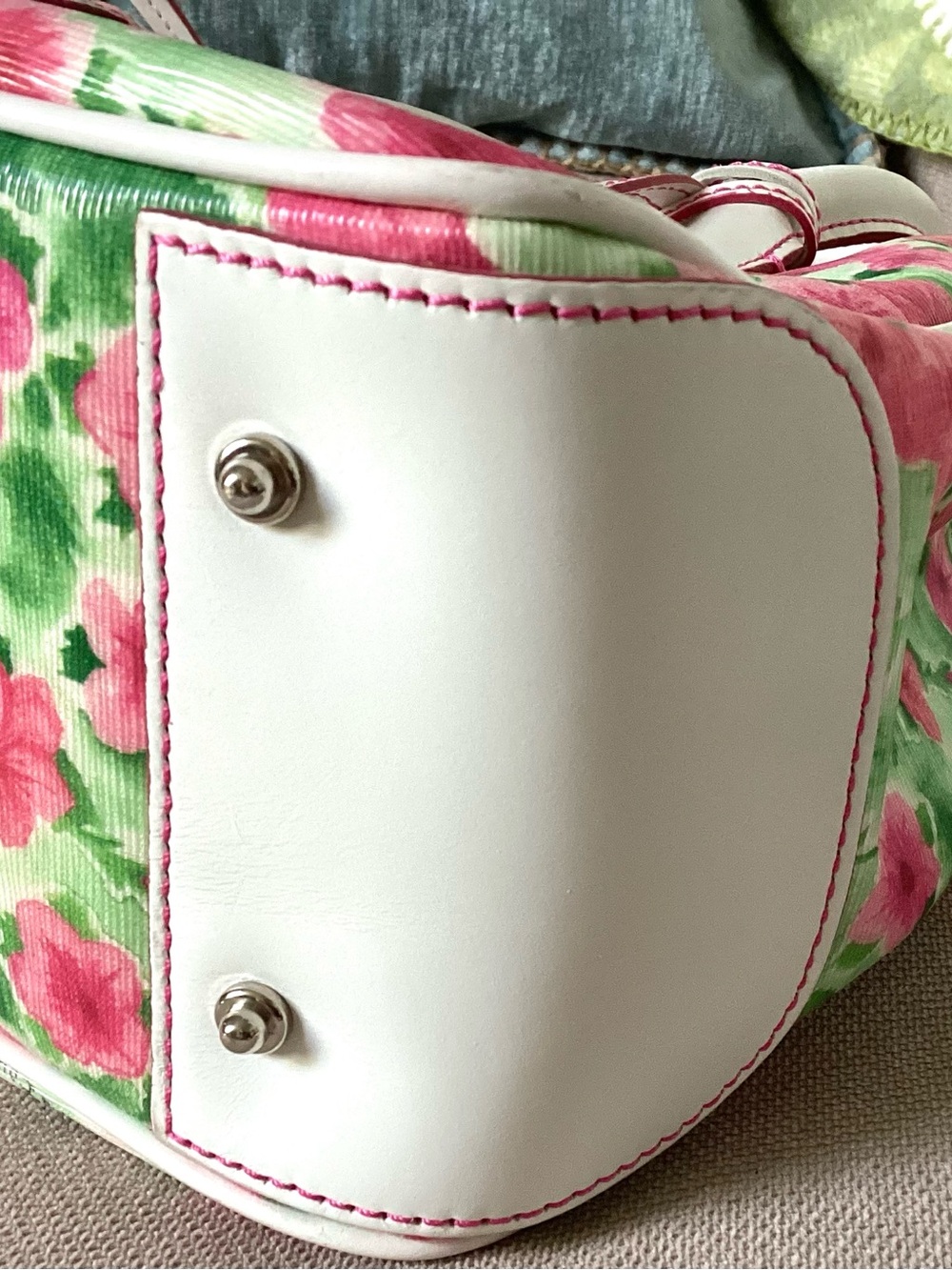 Dooney & Bourke White & Pink Floral Satchel - Picture 6 of 16